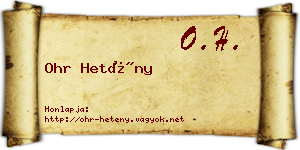 Ohr Hetény névjegykártya